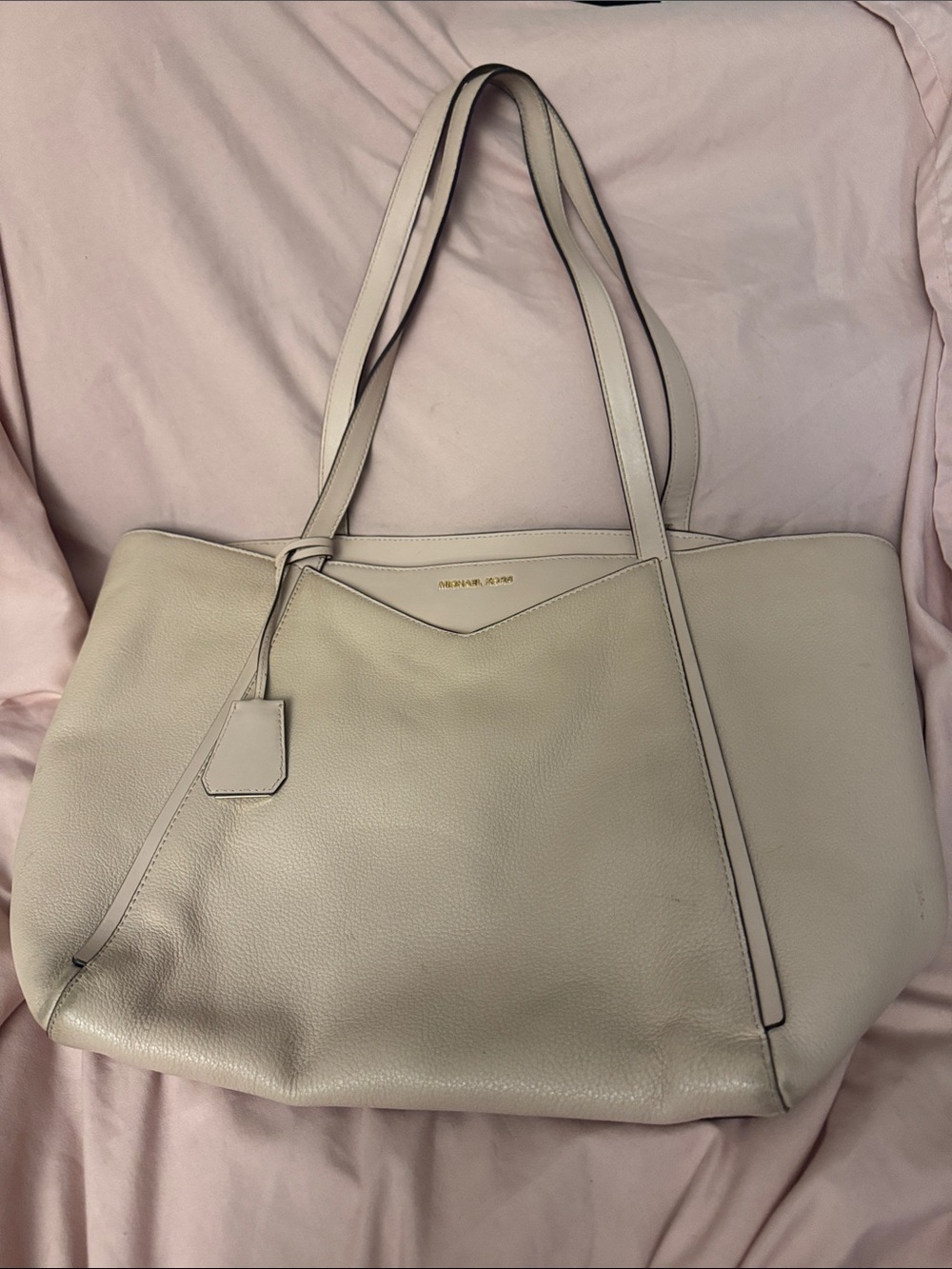 Michael Kors Tote muted pink with gold accents fits everything soft leather